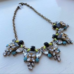 NWT Brushed Brass Statement Necklace Blue Green